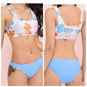 Tropical Knotted Detail Bikini Swimsuit
